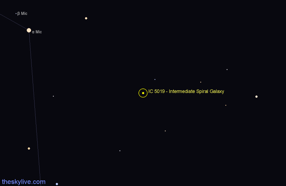 Finder chart IC 5019 - Intermediate Spiral Galaxy in Microscopium star