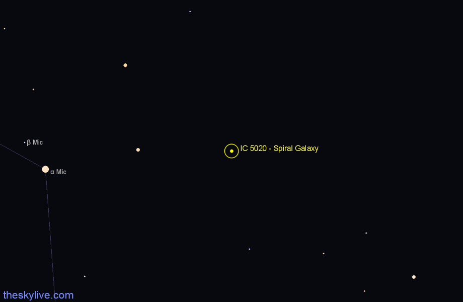 Finder chart IC 5020 - Spiral Galaxy in Microscopium star