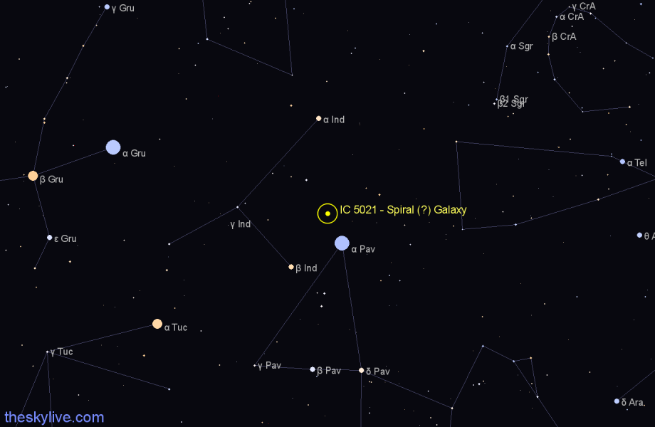 Finder chart IC 5021 - Spiral (?) Galaxy in Indus star