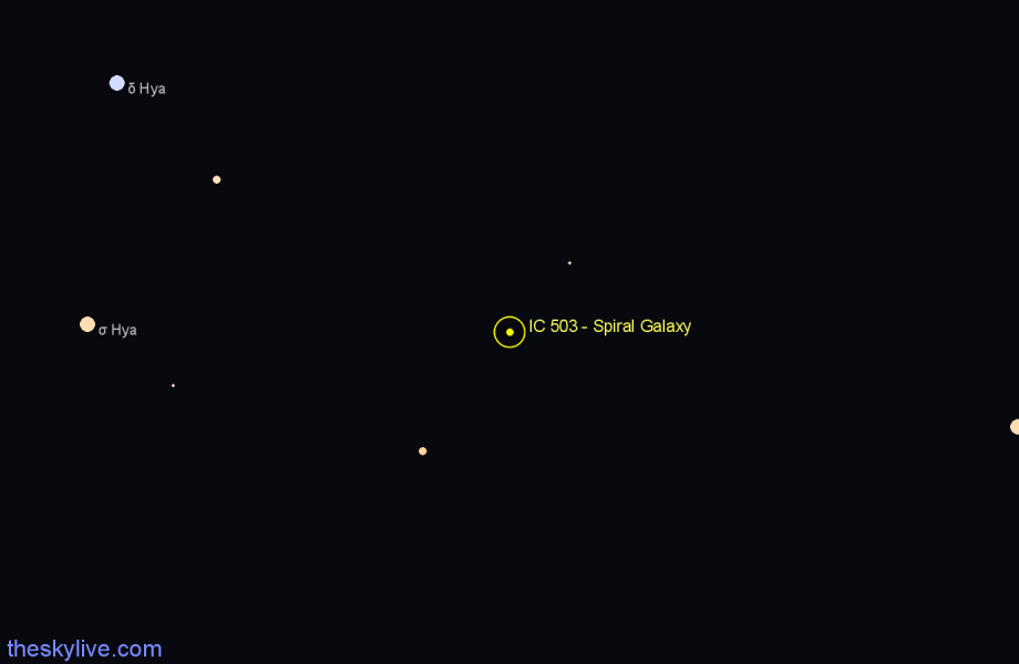 Finder chart IC 503 - Spiral Galaxy in Hydra star