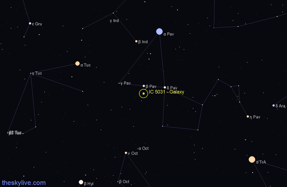 Finder chart IC 5031 - Galaxy in Pavo star