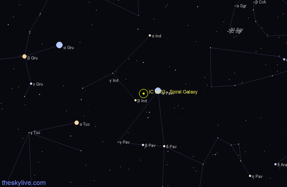 Finder chart IC 5033 - Spiral Galaxy in Indus star