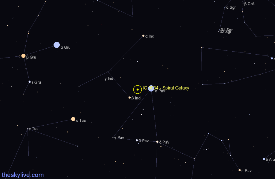 Finder chart IC 5034 - Spiral Galaxy in Indus star