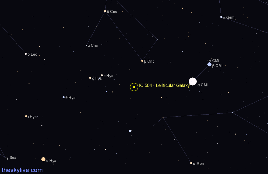 Finder chart IC 504 - Lenticular Galaxy in Hydra star