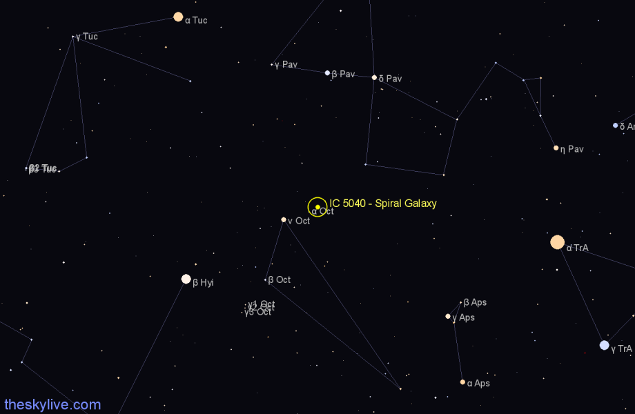 Finder chart IC 5040 - Spiral Galaxy in Octans star