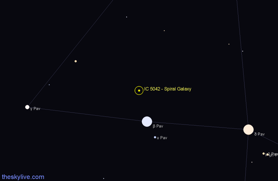 Finder chart IC 5042 - Spiral Galaxy in Pavo star