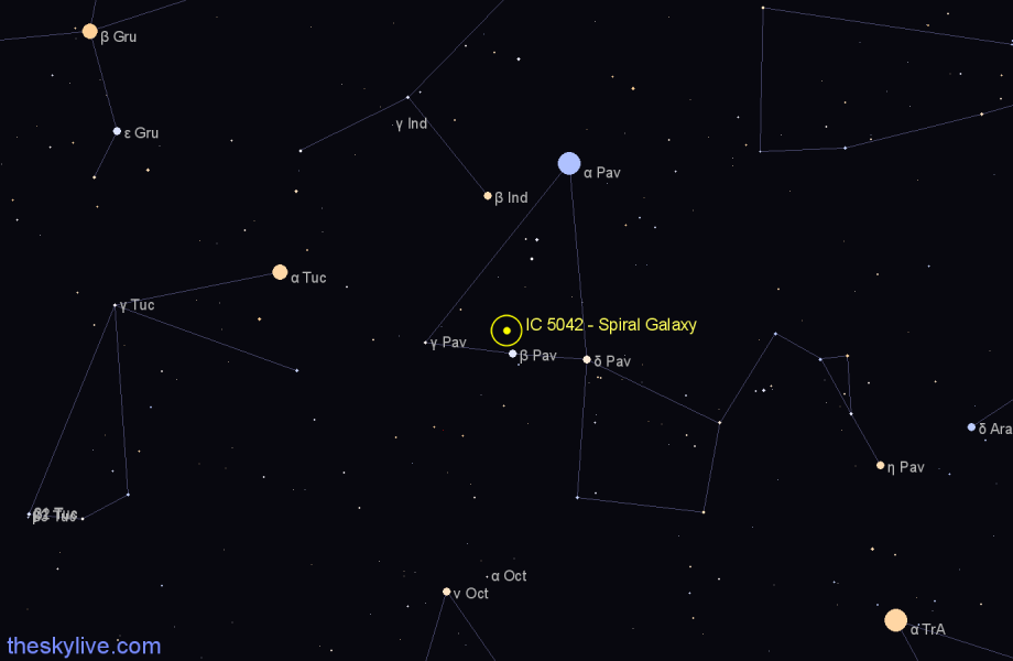 Finder chart IC 5042 - Spiral Galaxy in Pavo star