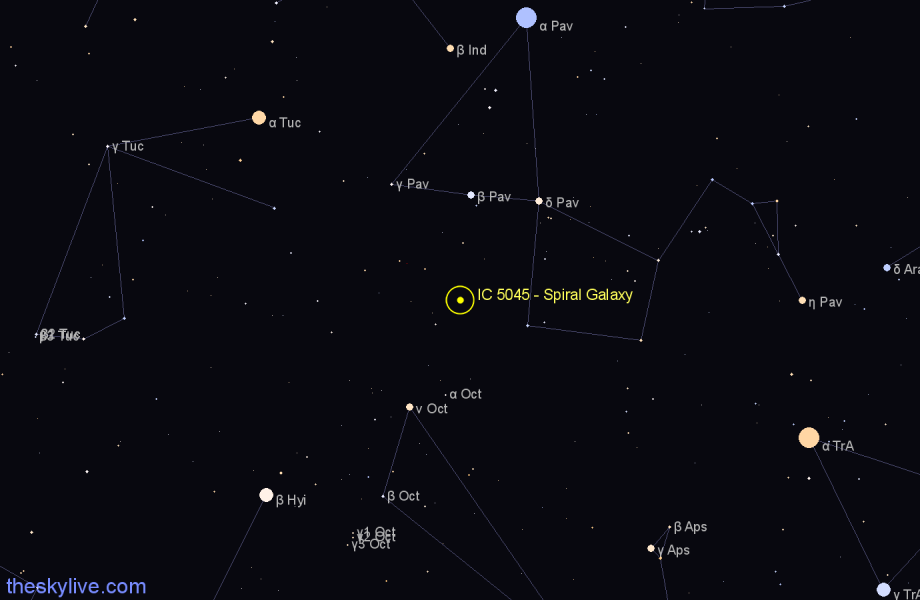 Finder chart IC 5045 - Spiral Galaxy in Pavo star