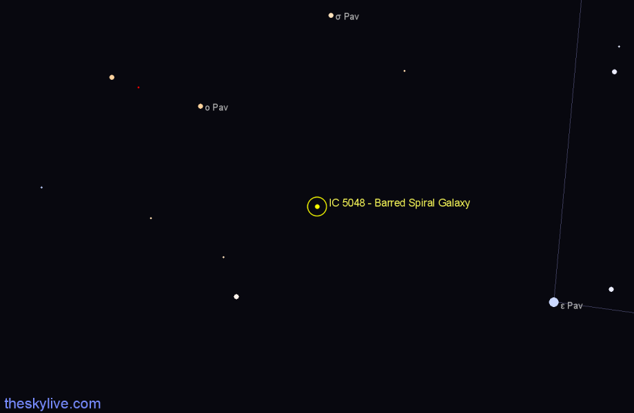 Finder chart IC 5048 - Barred Spiral Galaxy in Pavo star