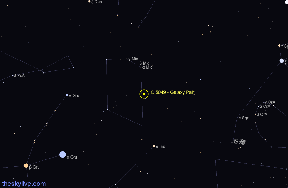 Finder chart IC 5049 - Galaxy Pair in Microscopium star