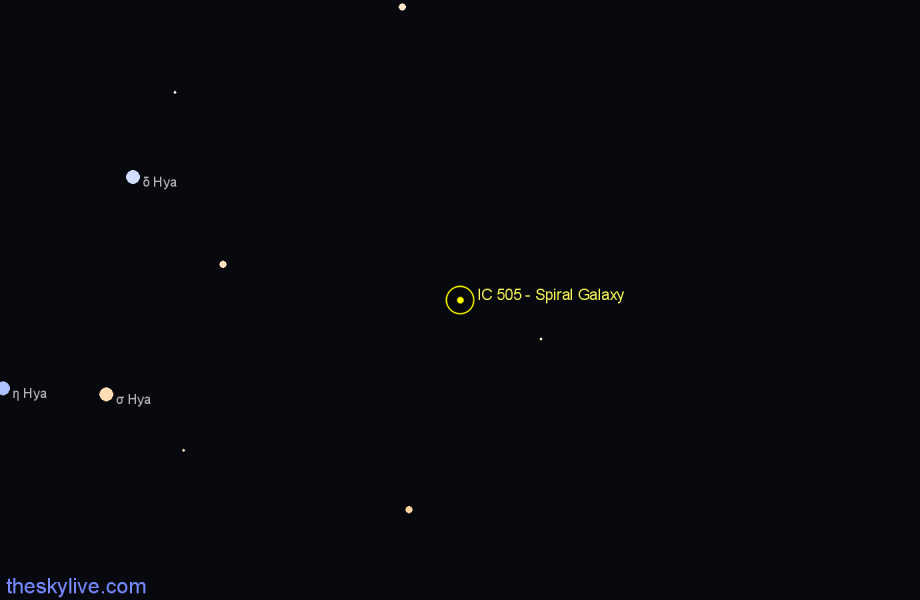 Finder chart IC 505 - Spiral Galaxy in Hydra star