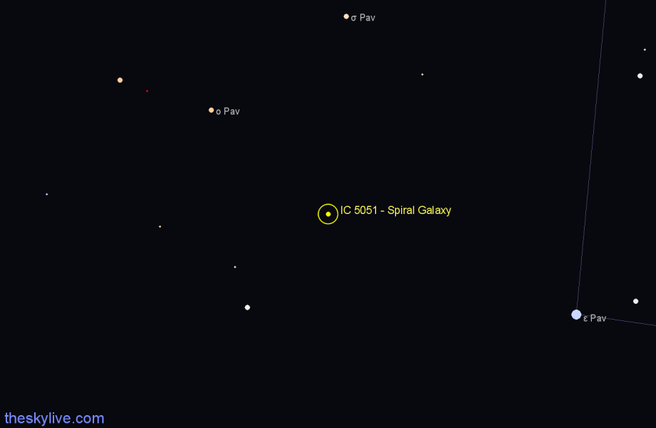 Finder chart IC 5051 - Spiral Galaxy in Pavo star