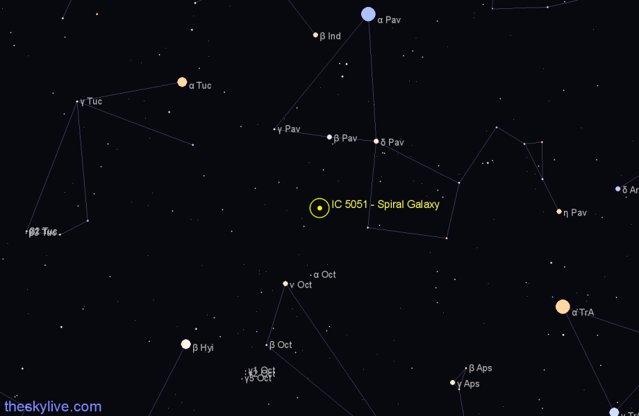Finder chart IC 5051 - Spiral Galaxy in Pavo star