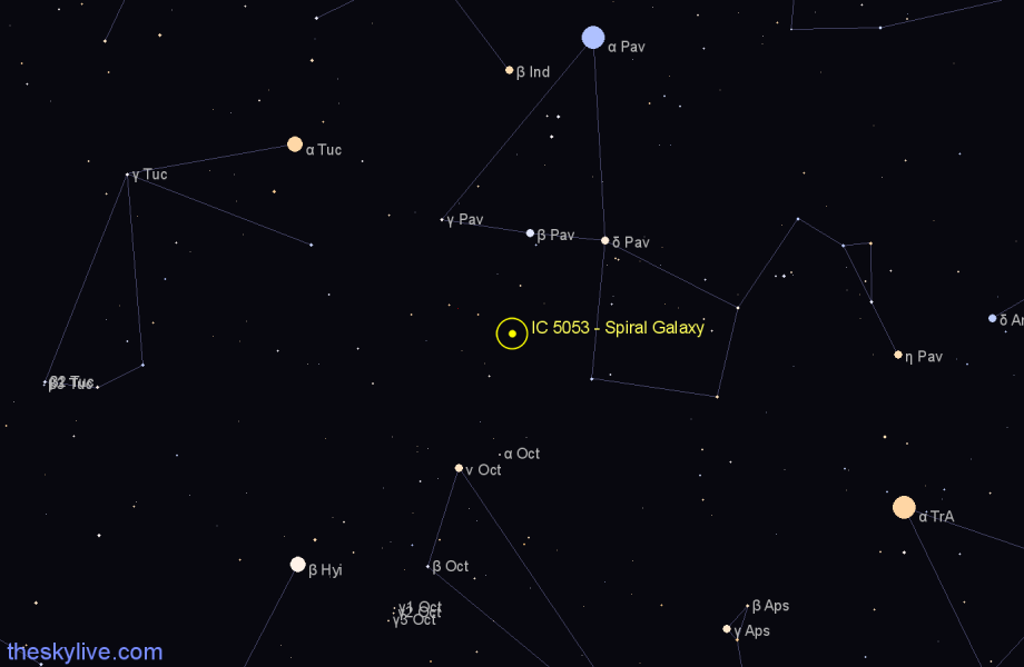 Finder chart IC 5053 - Spiral Galaxy in Pavo star