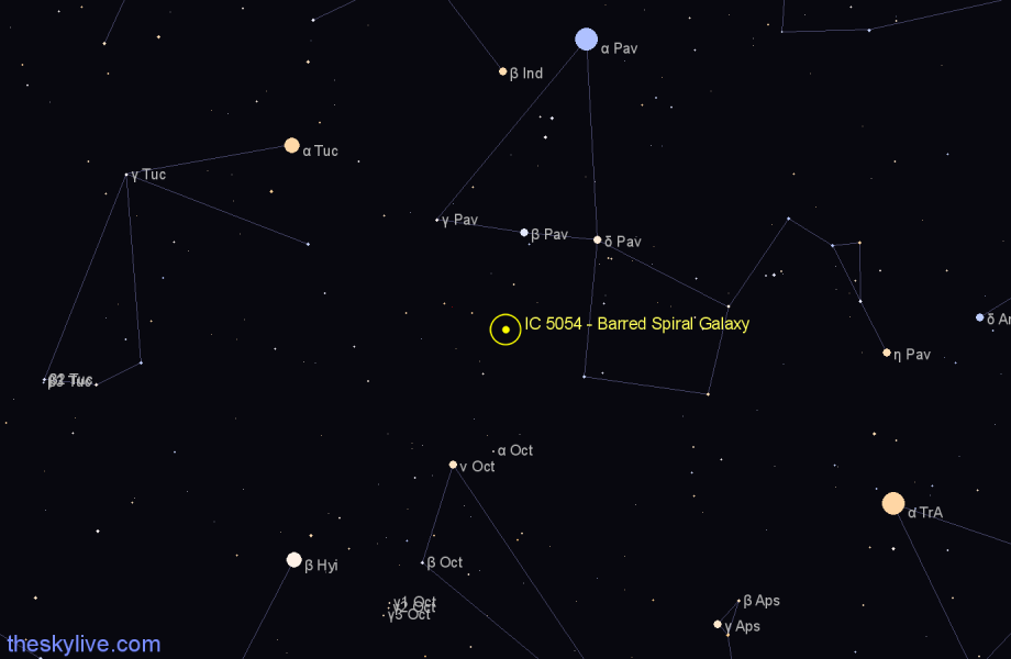 Finder chart IC 5054 - Barred Spiral Galaxy in Pavo star