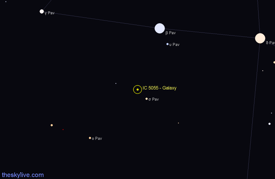 Finder chart IC 5055 - Galaxy in Pavo star