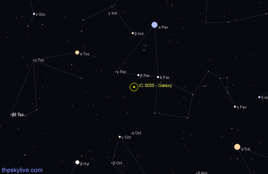 Finder chart IC 5055 - Galaxy in Pavo star