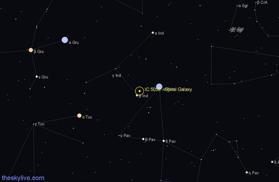 Finder chart IC 5059 - Spiral Galaxy in Indus star