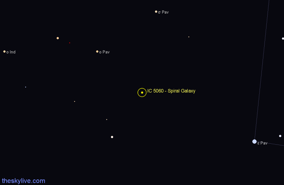 Finder chart IC 5060 - Spiral Galaxy in Pavo star