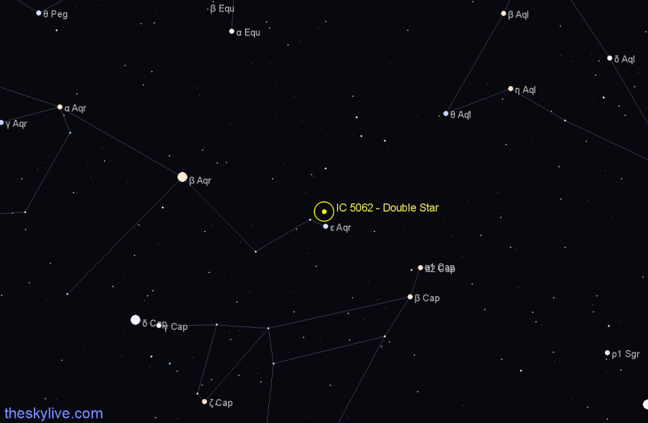 Finder chart IC 5062 - Double Star in Aquarius star