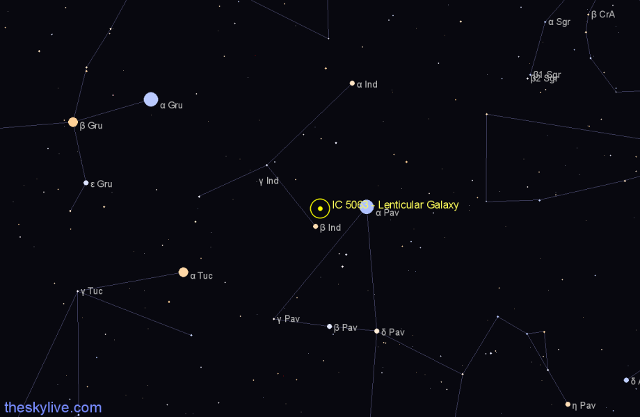 Finder chart IC 5063 - Lenticular Galaxy in Indus star