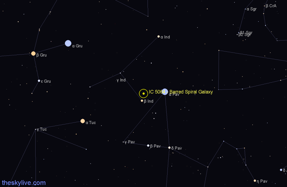 Finder chart IC 5064 - Barred Spiral Galaxy in Indus star