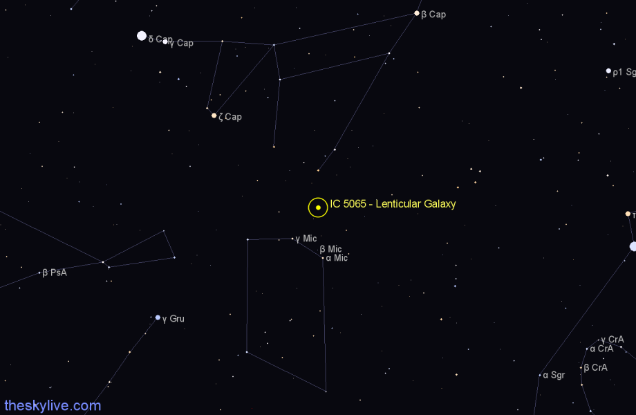 Finder chart IC 5065 - Lenticular Galaxy in Microscopium star