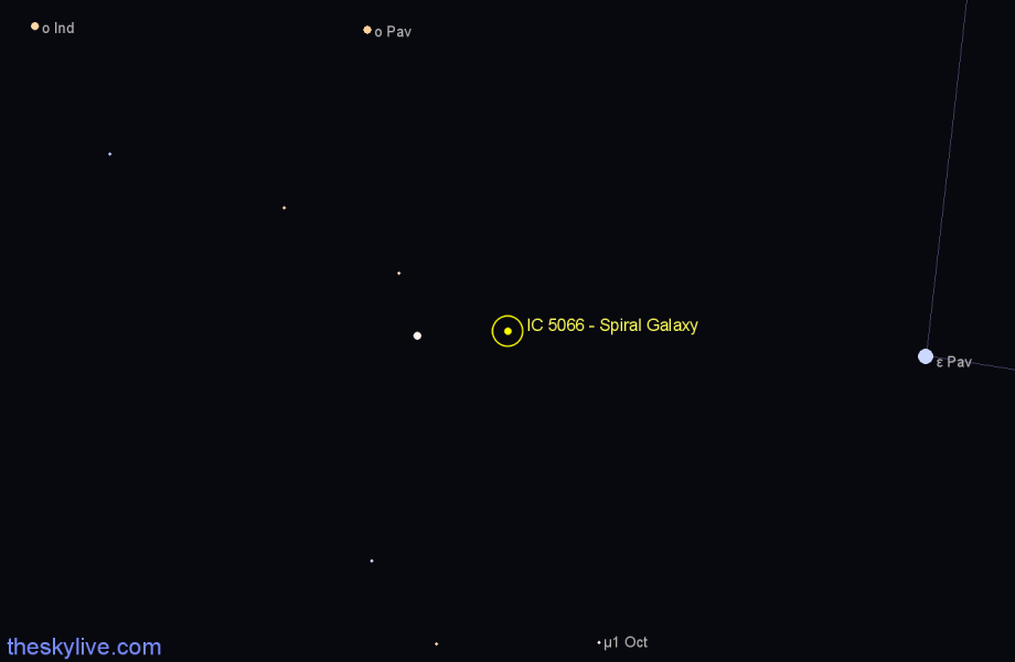 Finder chart IC 5066 - Spiral Galaxy in Pavo star