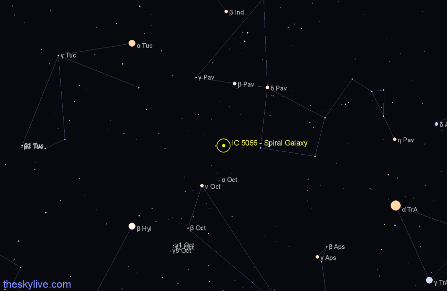 Finder chart IC 5066 - Spiral Galaxy in Pavo star