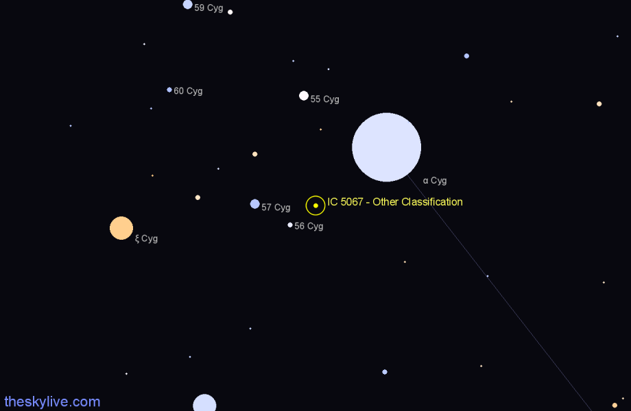 Finder chart IC 5067 - Other Classification in Cygnus star