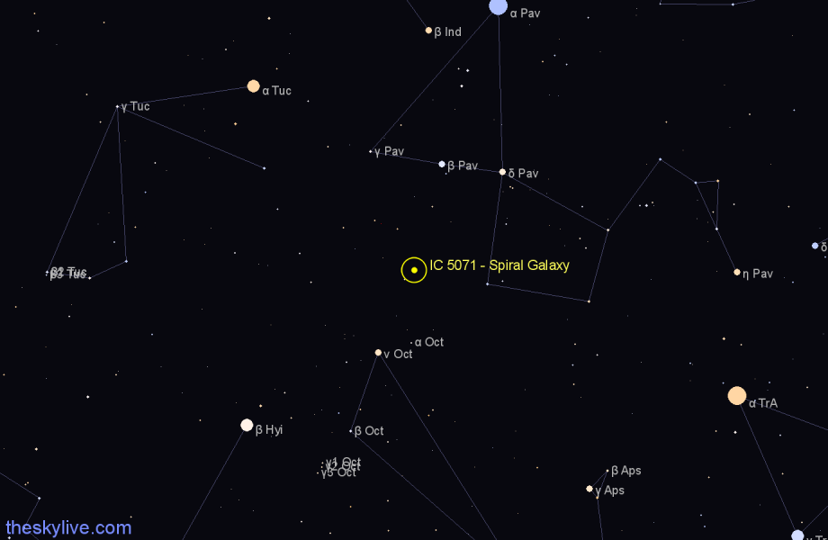 Finder chart IC 5071 - Spiral Galaxy in Pavo star