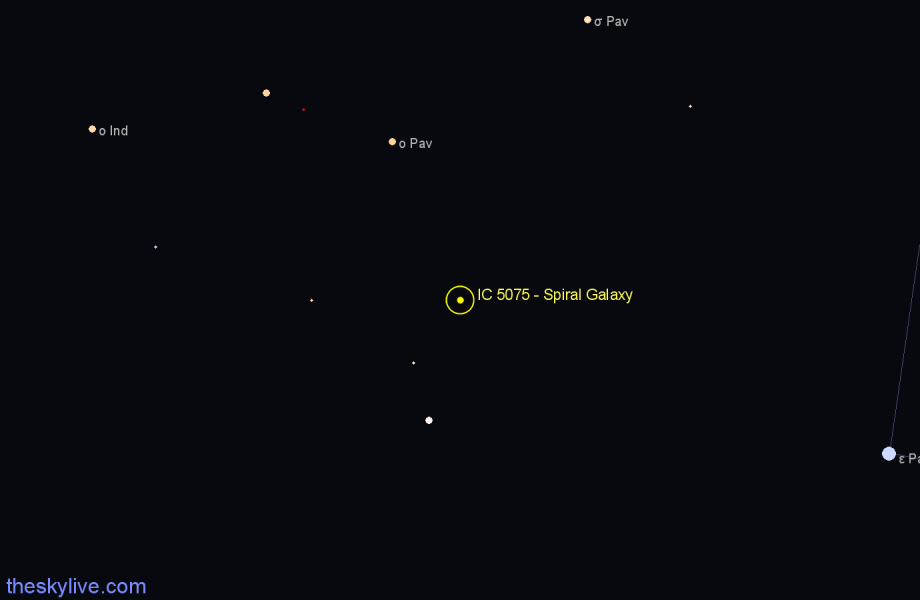 Finder chart IC 5075 - Spiral Galaxy in Pavo star