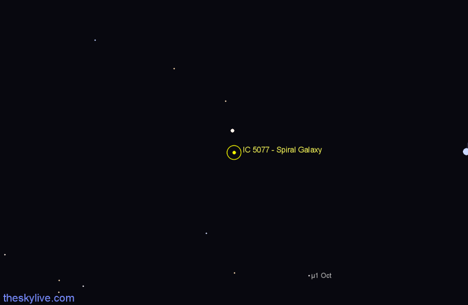 Finder chart IC 5077 - Spiral Galaxy in Pavo star