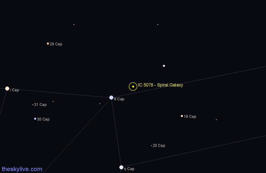 Finder chart IC 5078 - Spiral Galaxy in Capricornus star