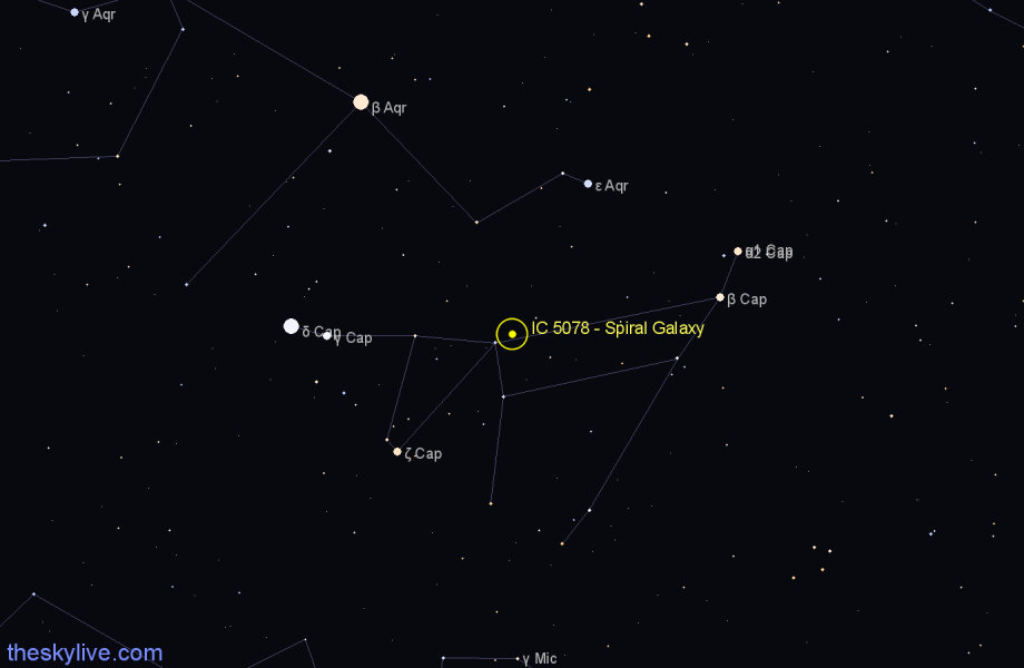 Finder chart IC 5078 - Spiral Galaxy in Capricornus star