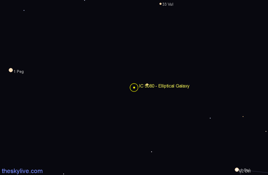 Finder chart IC 5080 - Elliptical Galaxy in Delphinus star