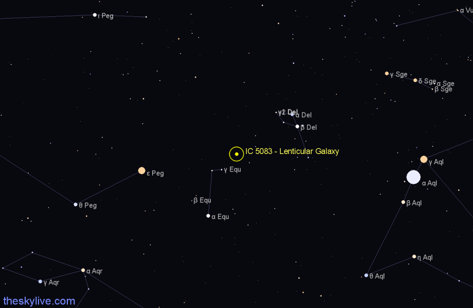 Finder chart IC 5083 - Lenticular Galaxy in Equuleus star