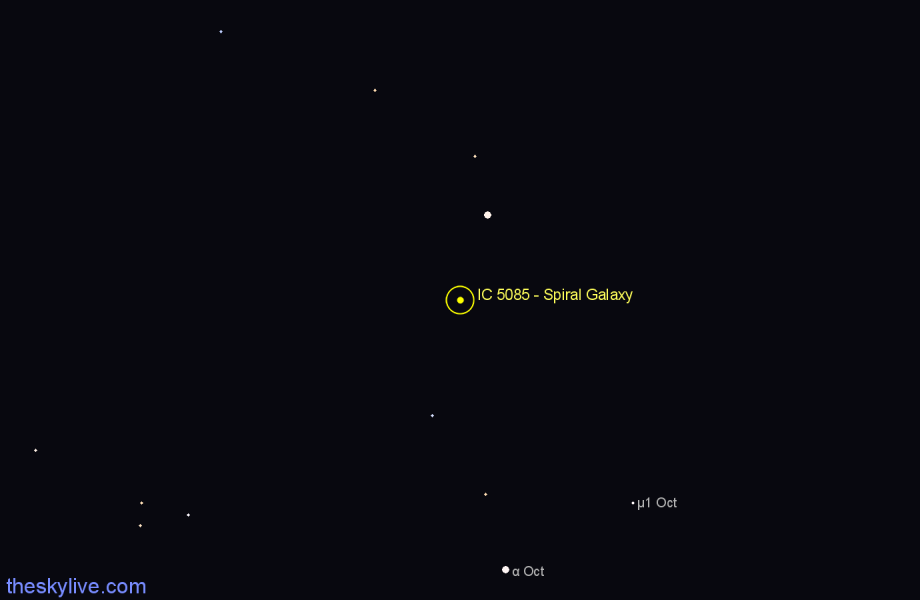 Finder chart IC 5085 - Spiral Galaxy in Pavo star