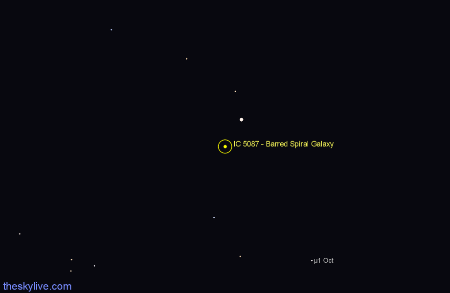 Finder chart IC 5087 - Barred Spiral Galaxy in Pavo star