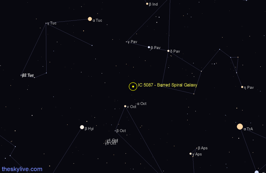 Finder chart IC 5087 - Barred Spiral Galaxy in Pavo star