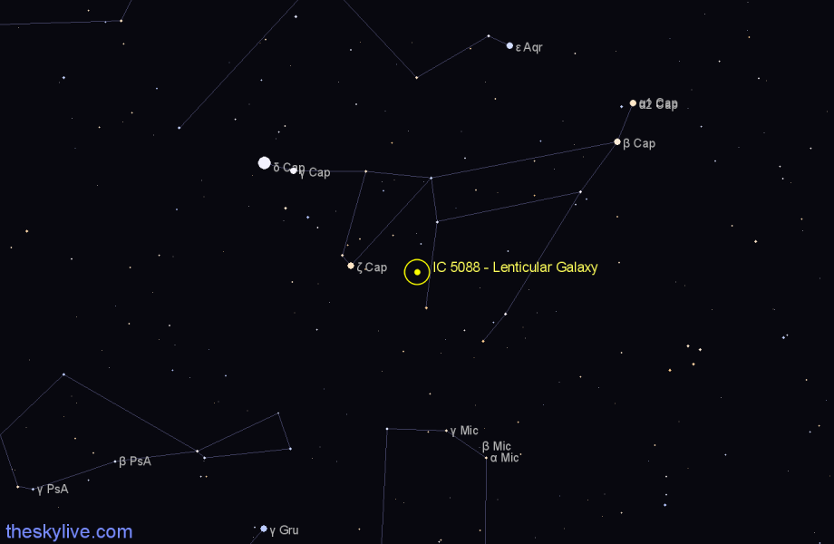 Finder chart IC 5088 - Lenticular Galaxy in Capricornus star