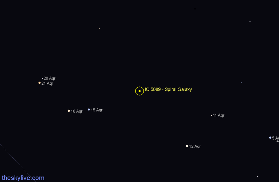 Finder chart IC 5089 - Spiral Galaxy in Aquarius star