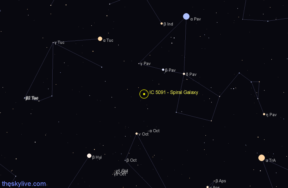 Finder chart IC 5091 - Spiral Galaxy in Pavo star