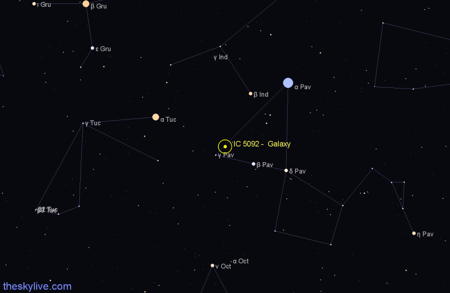 Finder chart IC 5092 -  Galaxy in Pavo star