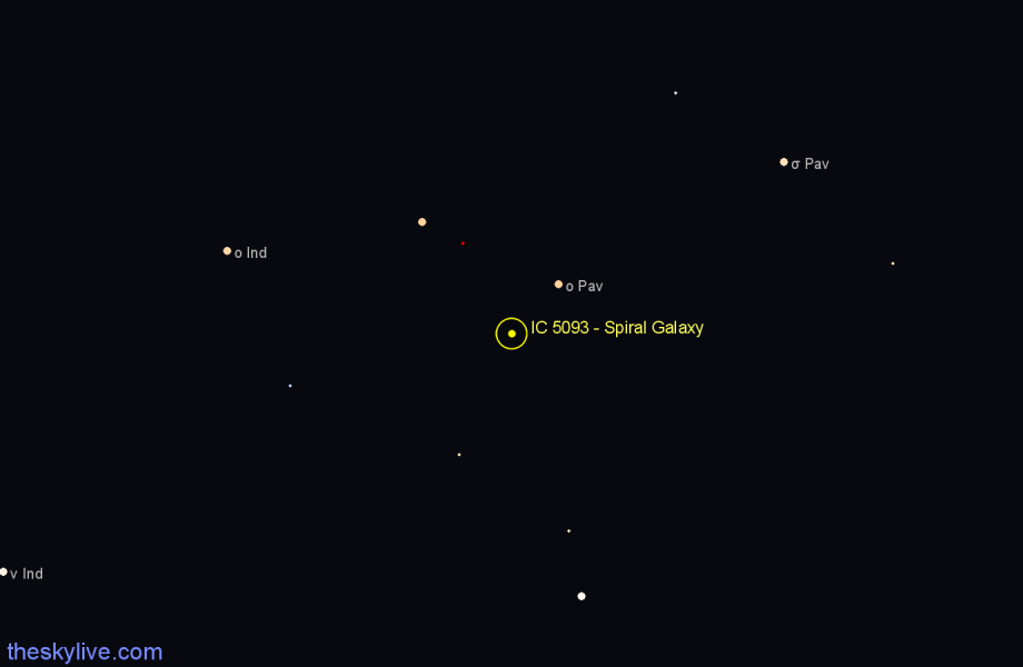 Finder chart IC 5093 - Spiral Galaxy in Pavo star