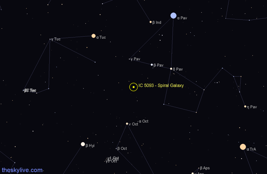 Finder chart IC 5093 - Spiral Galaxy in Pavo star