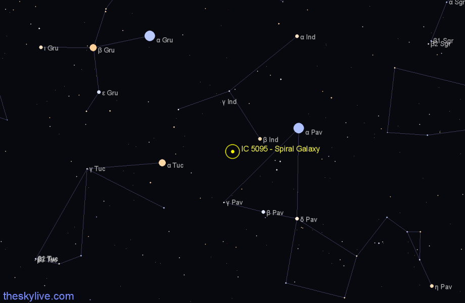 Finder chart IC 5095 - Spiral Galaxy in Pavo star