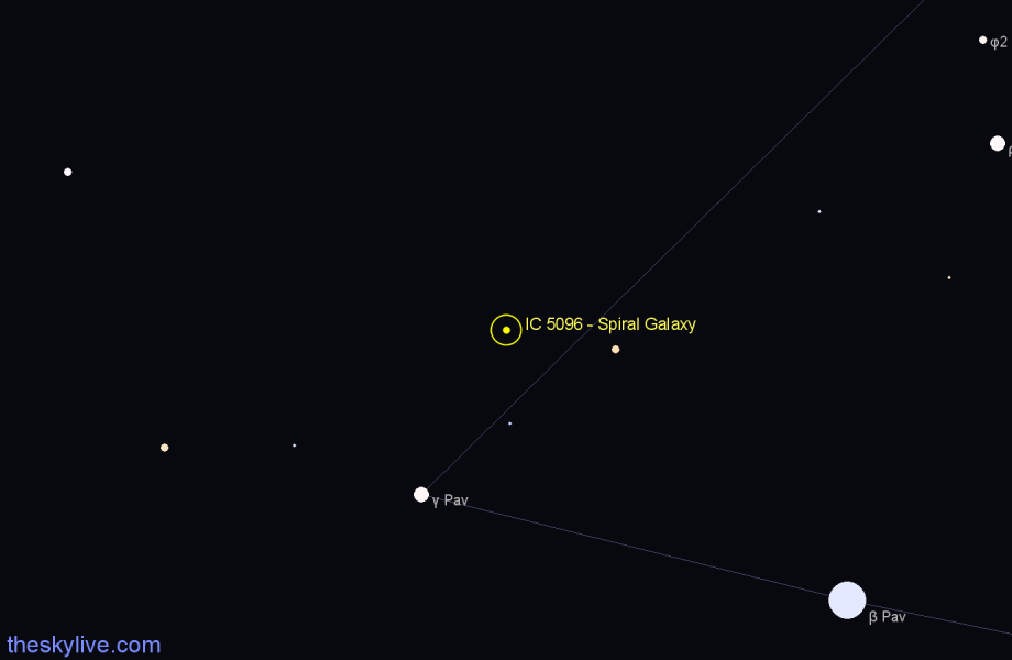 Finder chart IC 5096 - Spiral Galaxy in Pavo star