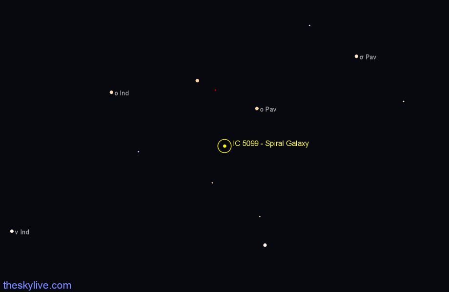 Finder chart IC 5099 - Spiral Galaxy in Pavo star