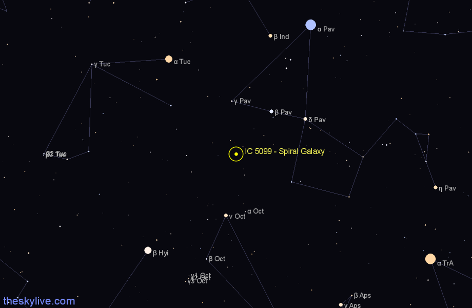 Finder chart IC 5099 - Spiral Galaxy in Pavo star